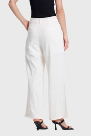 Pantalón Mujer Lino Sastrero Dobladillo Crudo