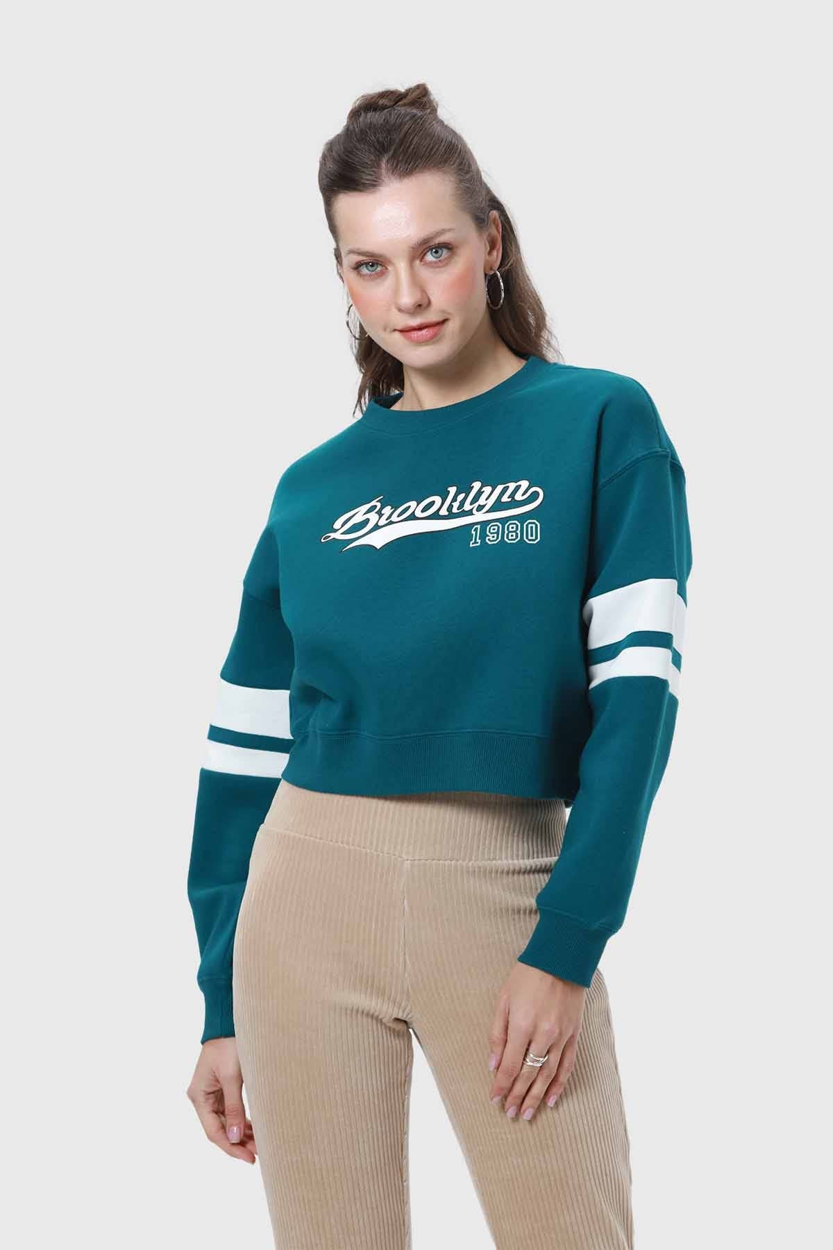 Polerón Mujer Crop Verde