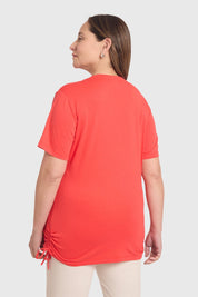 Polera Mujer Print & Strass Coral