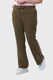 Pantalón Buzo Mujer Detalle Strass Bolsillo Verde