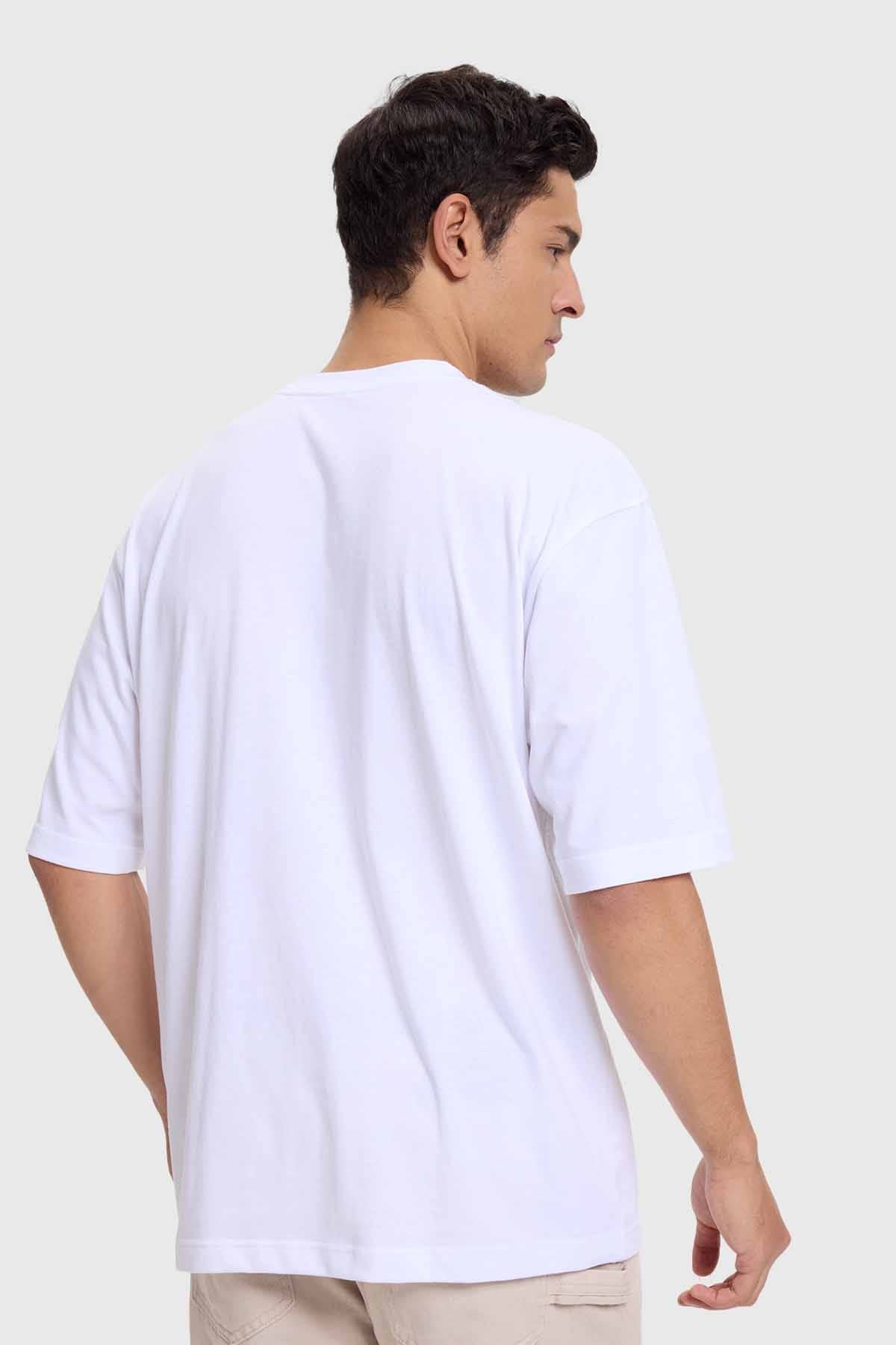 Polera Hombre Estampado Blanco