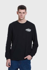 Polera Hombre Print Manga Negro