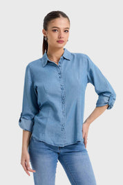 Blusa Mujer Entallada Azul