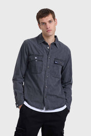 Camisa Hombre Overshirt Denim Negro