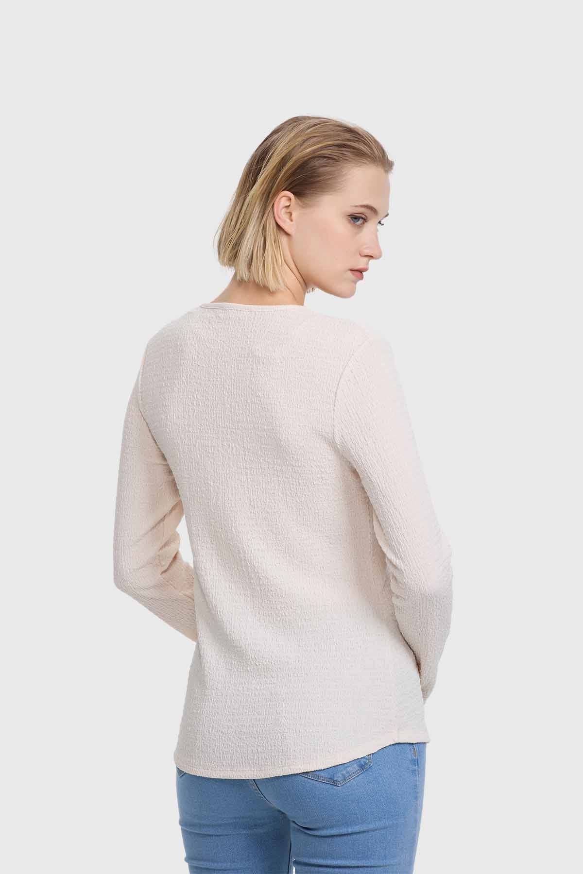 Polera Mujer Crep Textura Arena