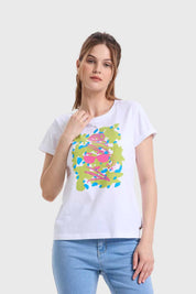 Polera Mujer Gráfica Roll Up Blanco