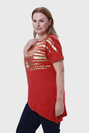 Polera Mujer Estampado Rojo