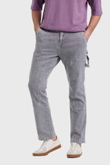 Jeans Costura Pierna Hombre Gris