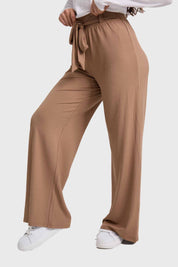 Pantalón Mujer Palazzo Pretina Elasticada Café