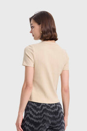 Polera Mujer Rip Crop Beige