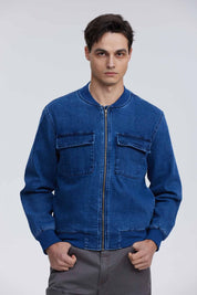 Chaqueta Hombre Bomber Denim Azul