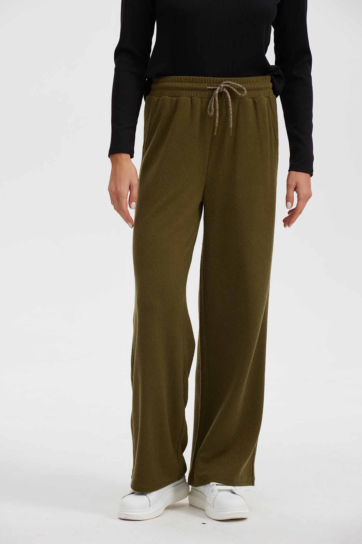 Pantalón Mujer Recto Cordones Verde