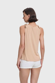 Blusa Mujer Aplicación Nudo Pabilo Beige