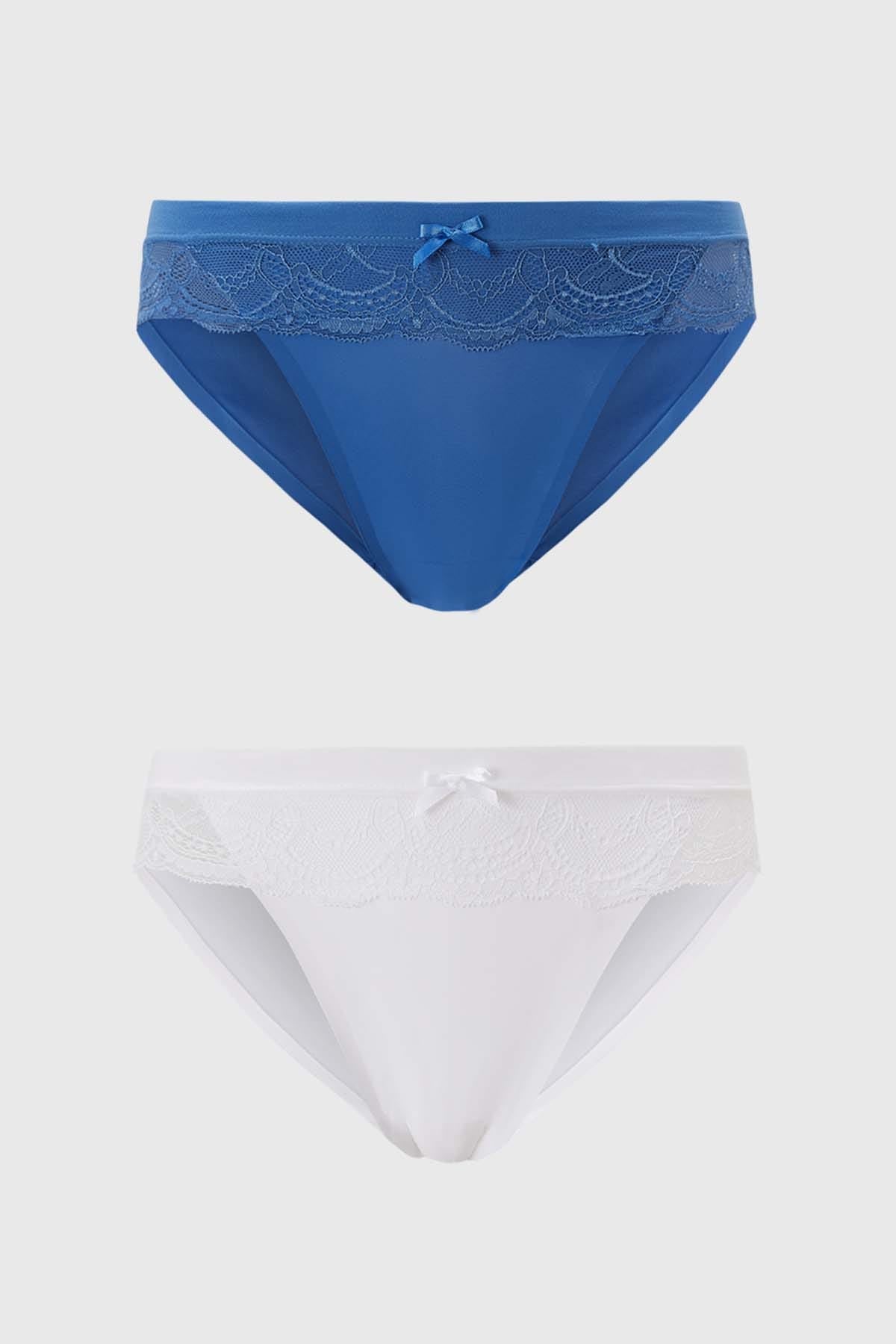 Calzón Mujer Bipack Pantaleta Detalle Encaje Azul