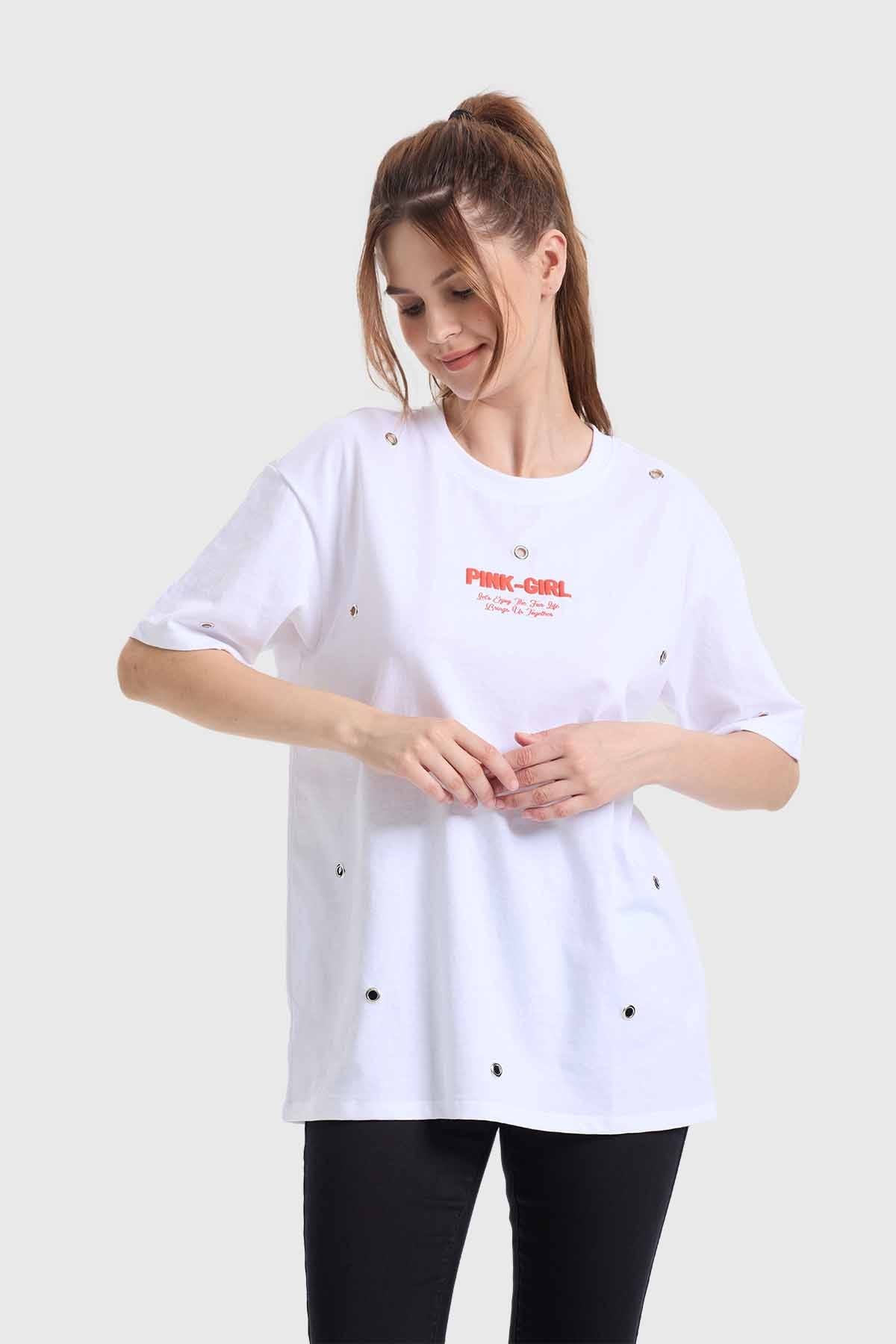 Polera Mujer Ojetillos Blanco