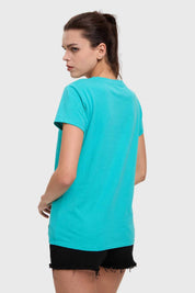 Polera Mujer Básica Print Aqua