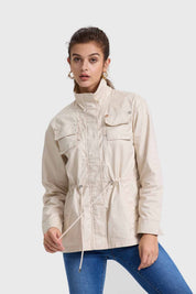 Chaqueta Mujer Aplicación Cintura Crema