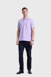 Polera Hombre Piqué Básica Lila