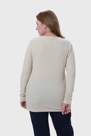 Polera Mujer Cuello V Rib Beige