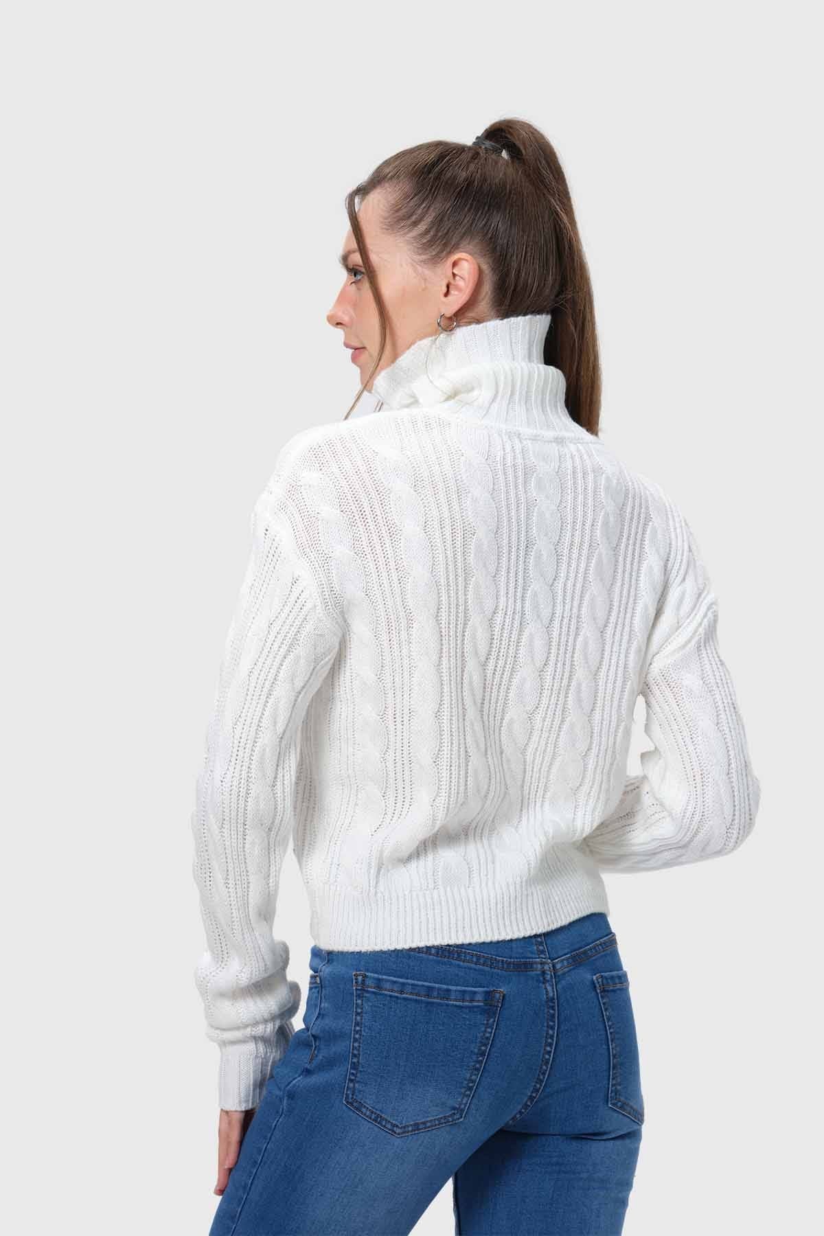 Sweater Mujer Trenzado Crudo
