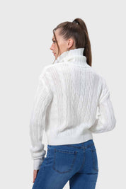 Sweater Mujer Trenzado Crudo