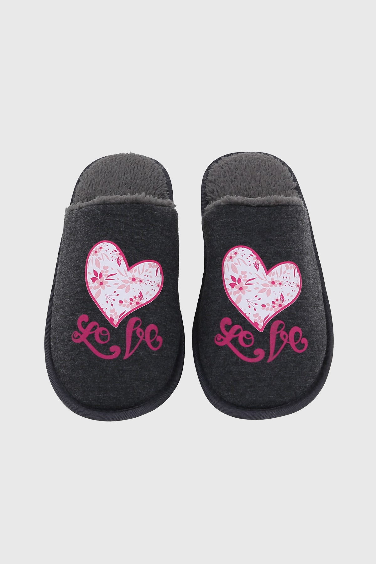 Pantufla Mujer Peludo Print Gris