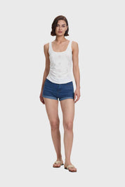 Polera Mujer Escote Cuadrado Crudo