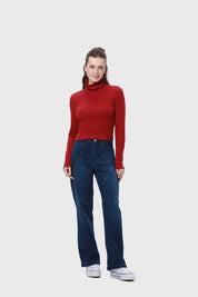 Polera Mujer Rib Burdeo