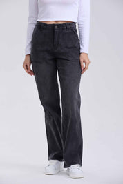 Jeans Mujer Recto Cargo Gris