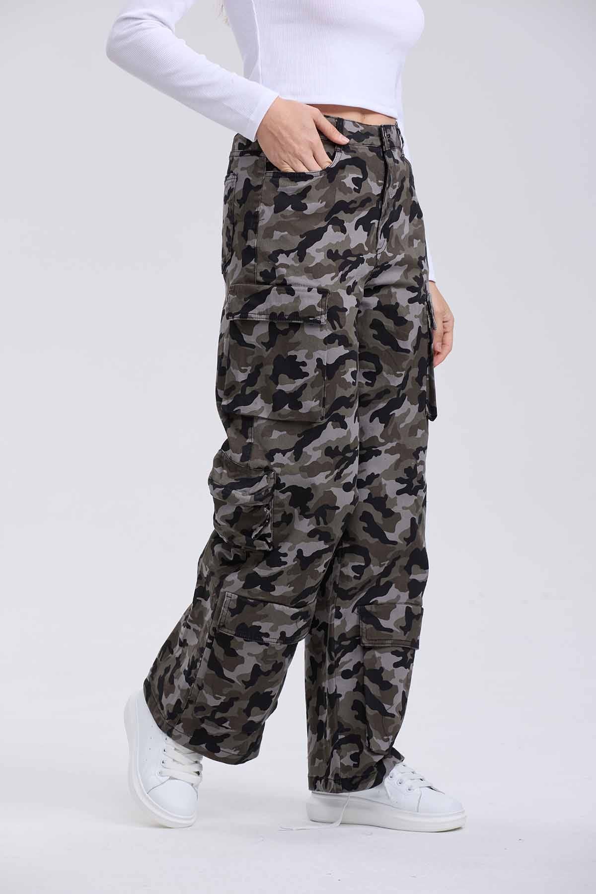 Pantalón Mujer Cargo Militar Verde