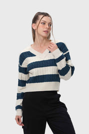 Sweater Mujer Rayas Verde