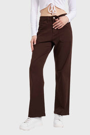 Jeans Mujer Recto Café