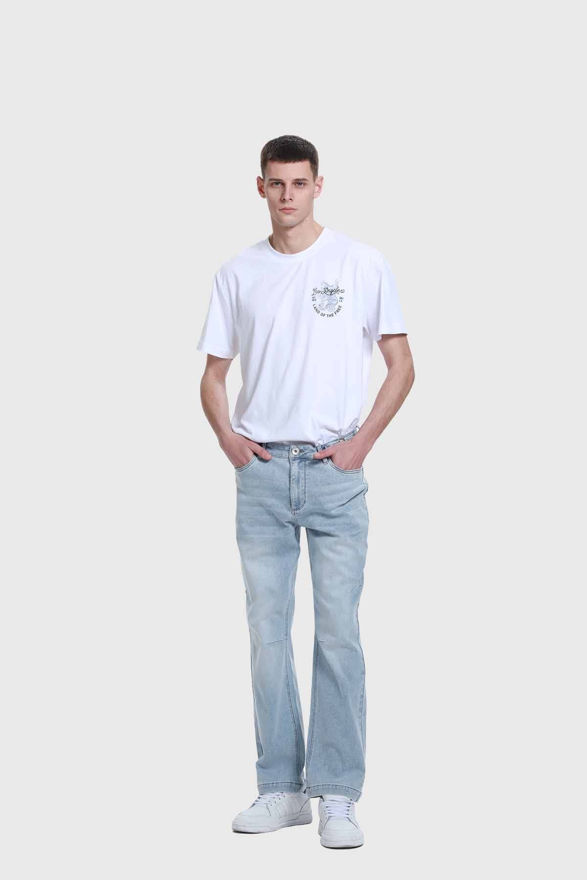 Jeans Hombre Straight Costura Azul