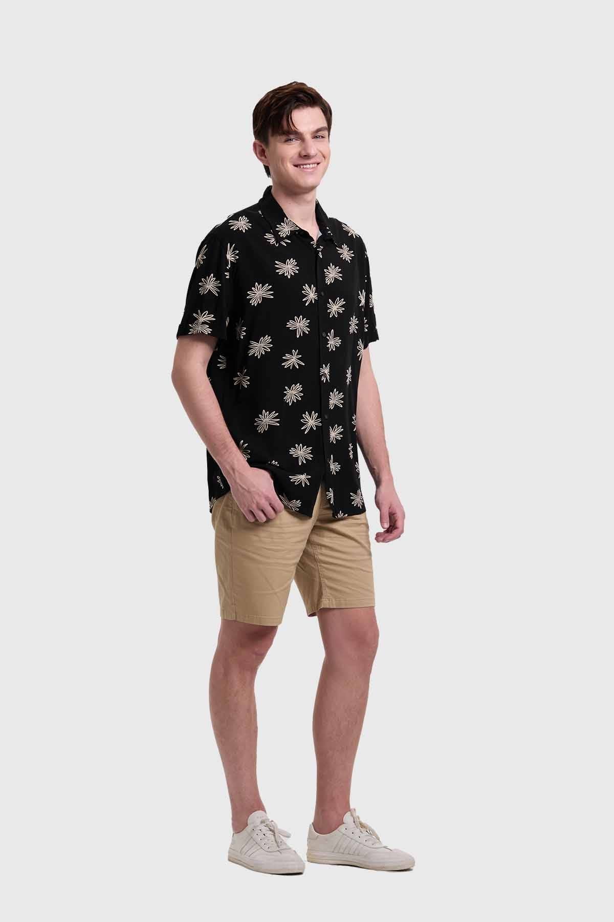 Camisa Hombre Mini Print Negro