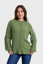 Blusa Mujer Macramé Verde