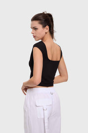 Polera Mujer Asimétrica Negro