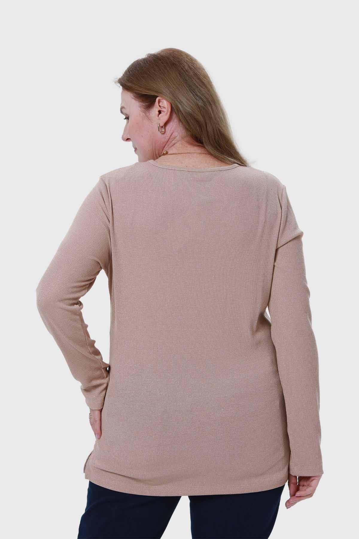 Polera Mujer Rib Beige