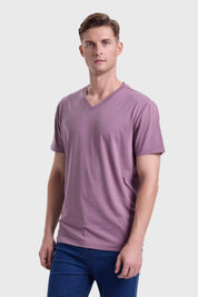 Polera Hombre Cuello V Básica Malva