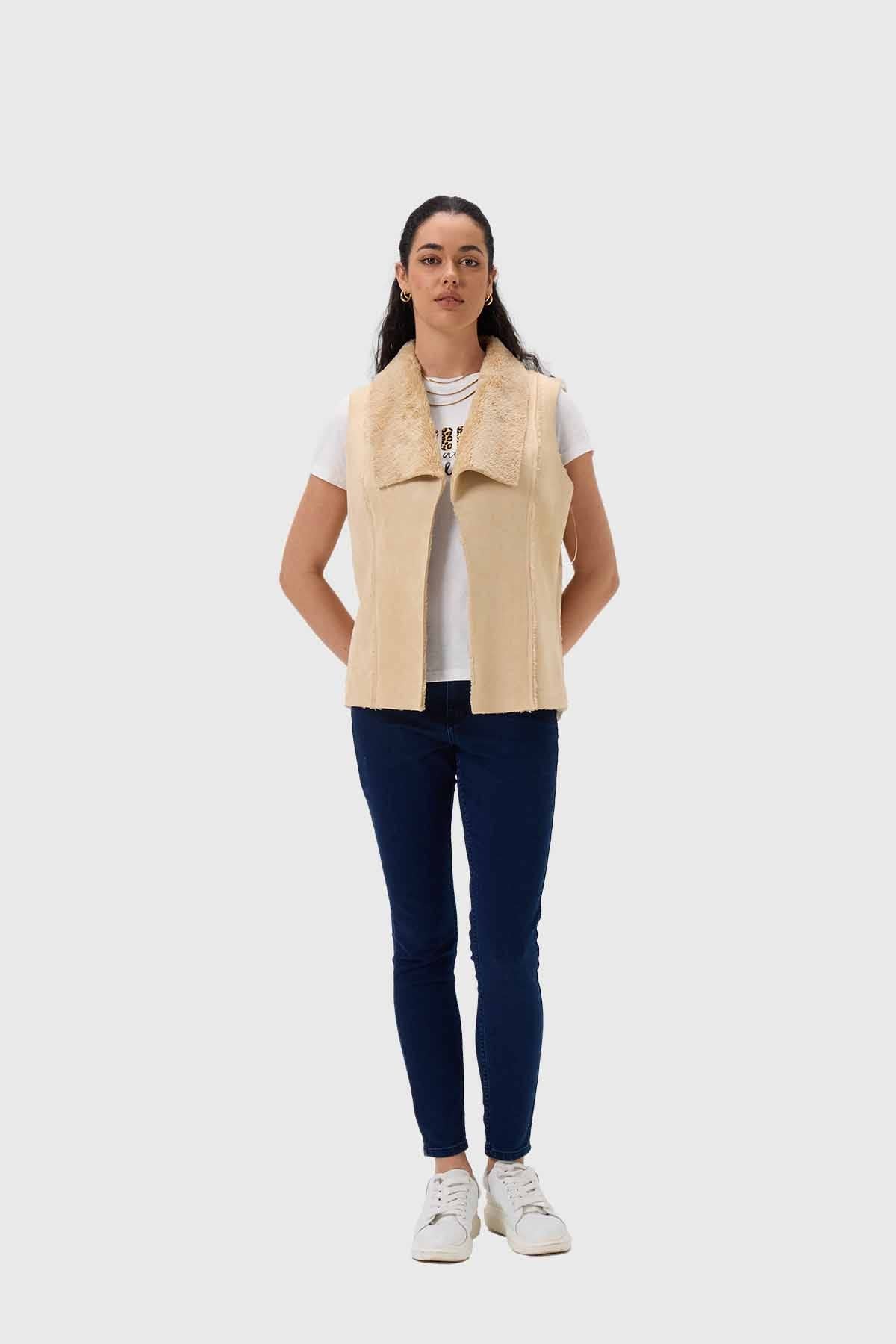 Polar Mujer Corto Antelina Solapa Taupe