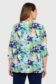 Blusa Mujer Crep Abertura Azul