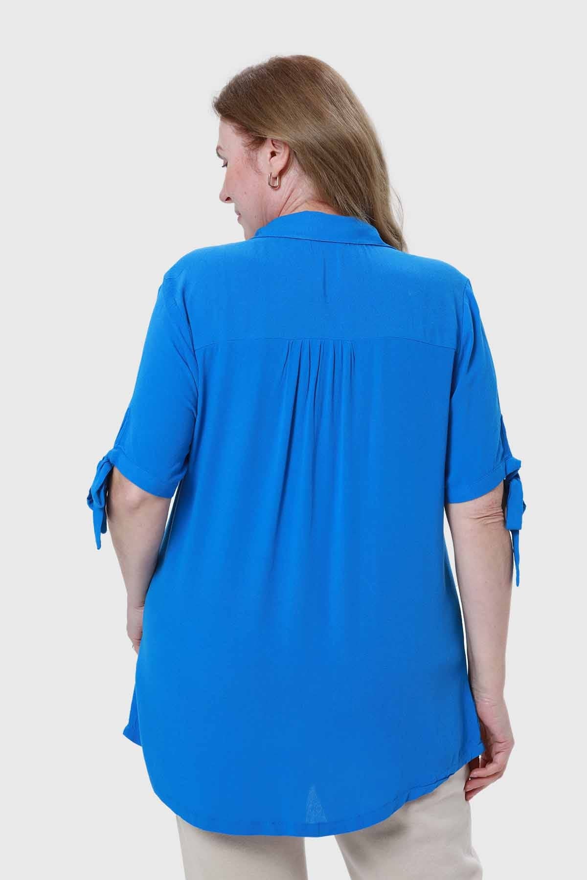 Blusa Mujer Aplicación Amarra Azul