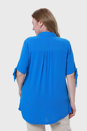 Blusa Mujer Aplicación Amarra Azul