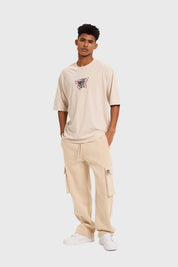 Polera Hombre Doble Print Beige
