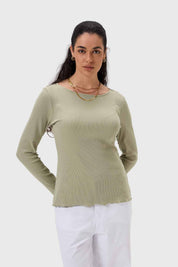 Polera Mujer Rib Verde