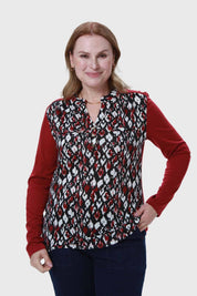 Polera Mujer Cuello Abotonado Guinda