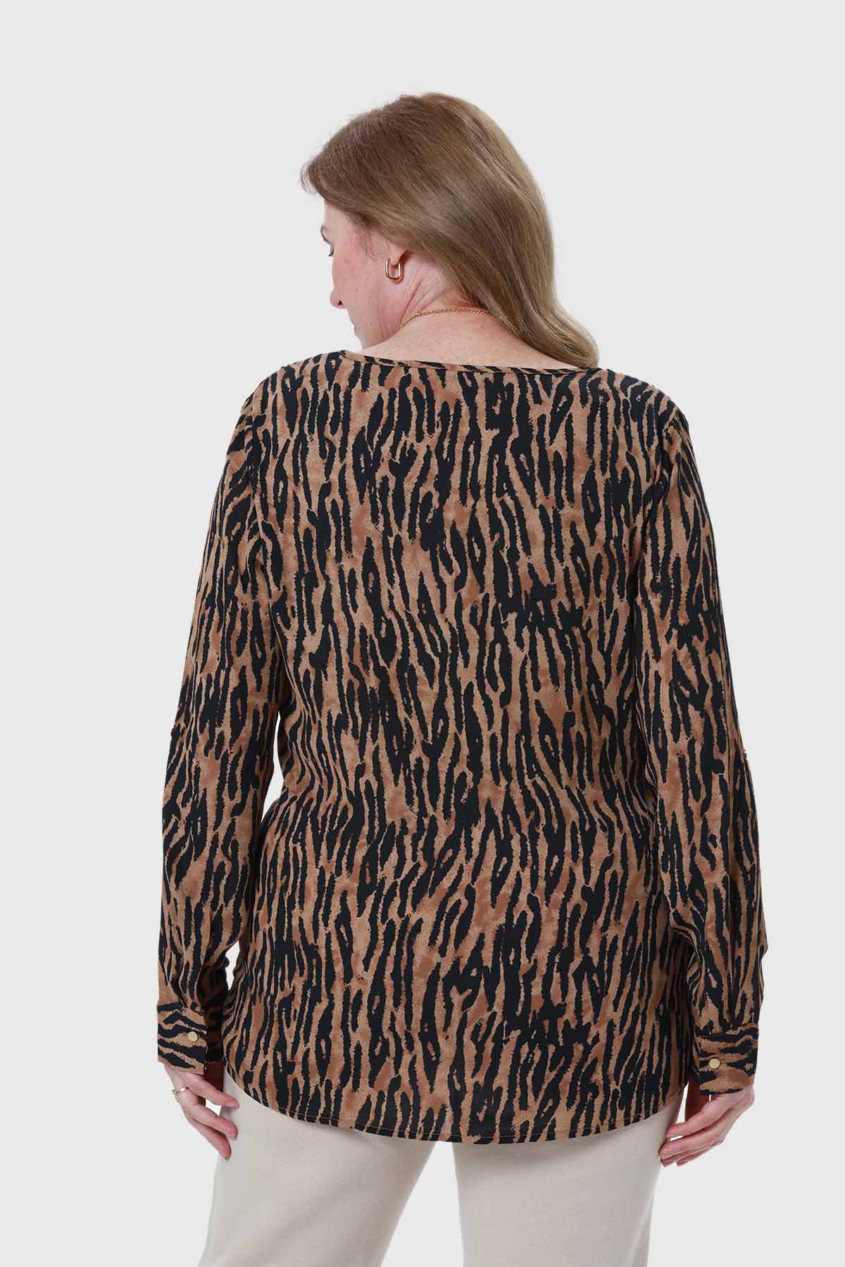 Blusa Mujer Crep Camel