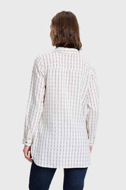 Blusa Mujer Lino Abotonada Crudo