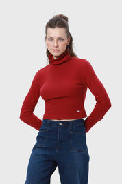 Polera Mujer Rib Burdeo