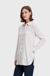 Blusa Mujer Lino Abotonada Crudo