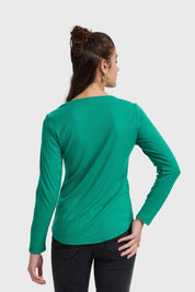 Polera Mujer Pata Botón Rib Verde